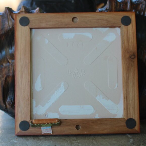 Hand Painted Black and white cattle dog Framed Art Tile 7.5" x 7.5" Framed - Picture 3 of 5